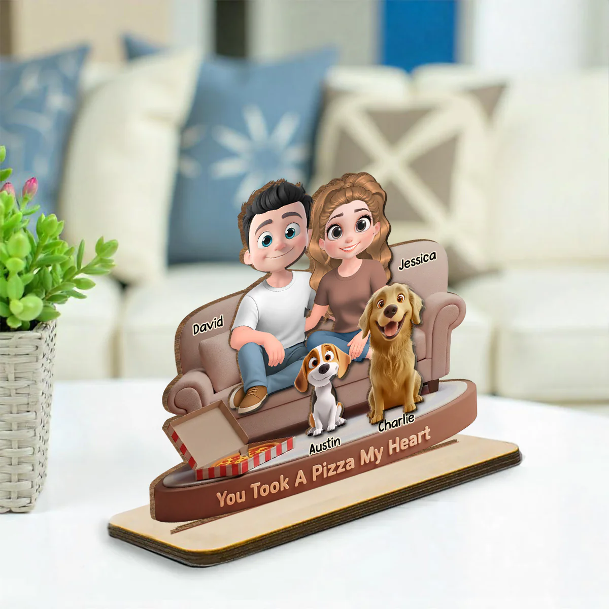 You Took A Pizza My Heart - Personalized Custom 2-Layer Wood Plaque With Flat Base - Image 2