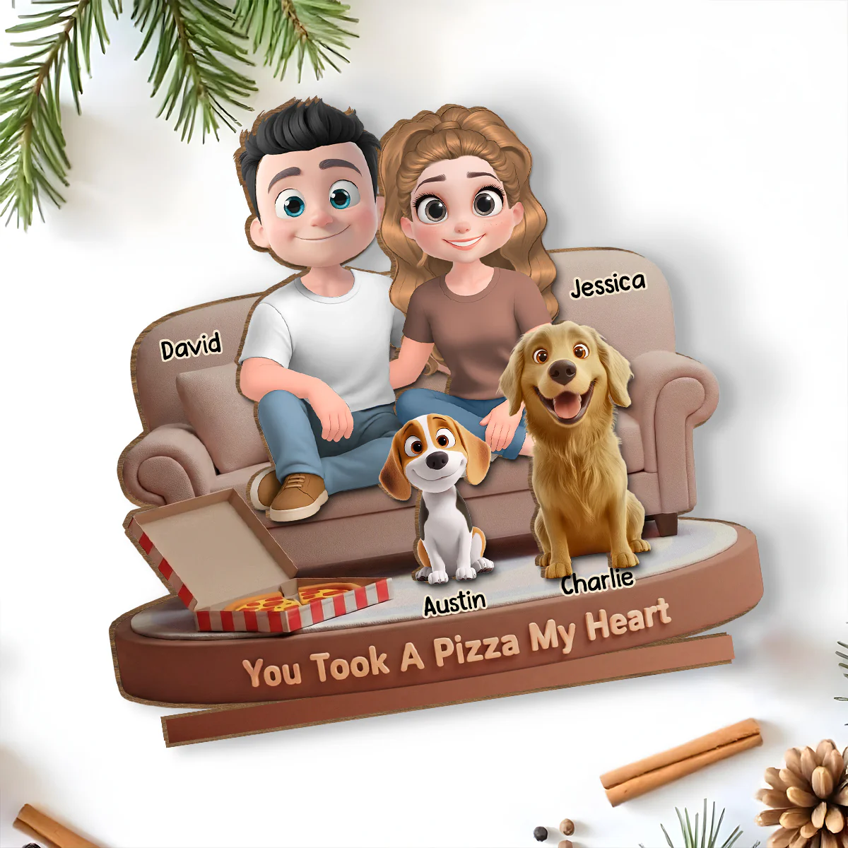 You Took A Pizza My Heart - Personalized Custom 2-Layer Wood Plaque With Flat Base - Image 4