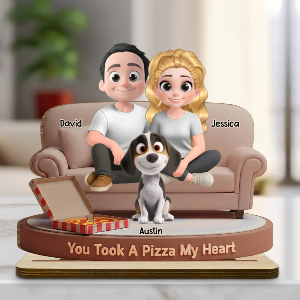 You Took A Pizza My Heart - Personalized Custom 2-Layer Wood Plaque With Flat Base - Image 6