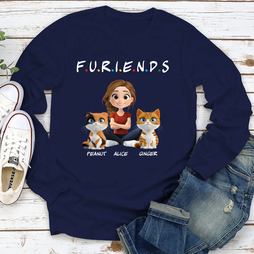 Your Cat Friend - Personalized Custom Long Sleeve T-shirt - Image 2