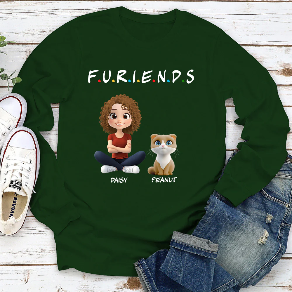 Your Cat Friend - Personalized Custom Long Sleeve T-shirt - Image 3