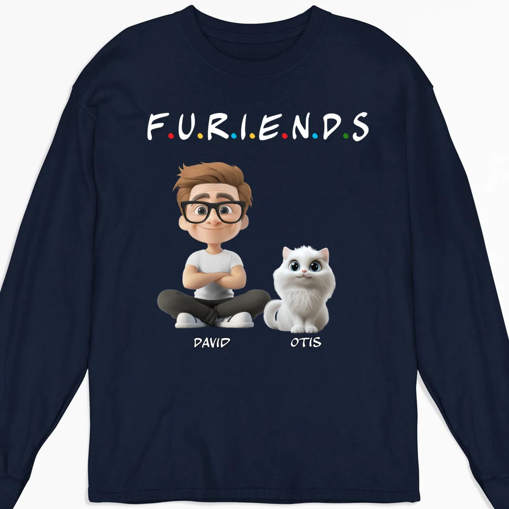 Your Cat Friend - Personalized Custom Long Sleeve T-shirt - Image 5