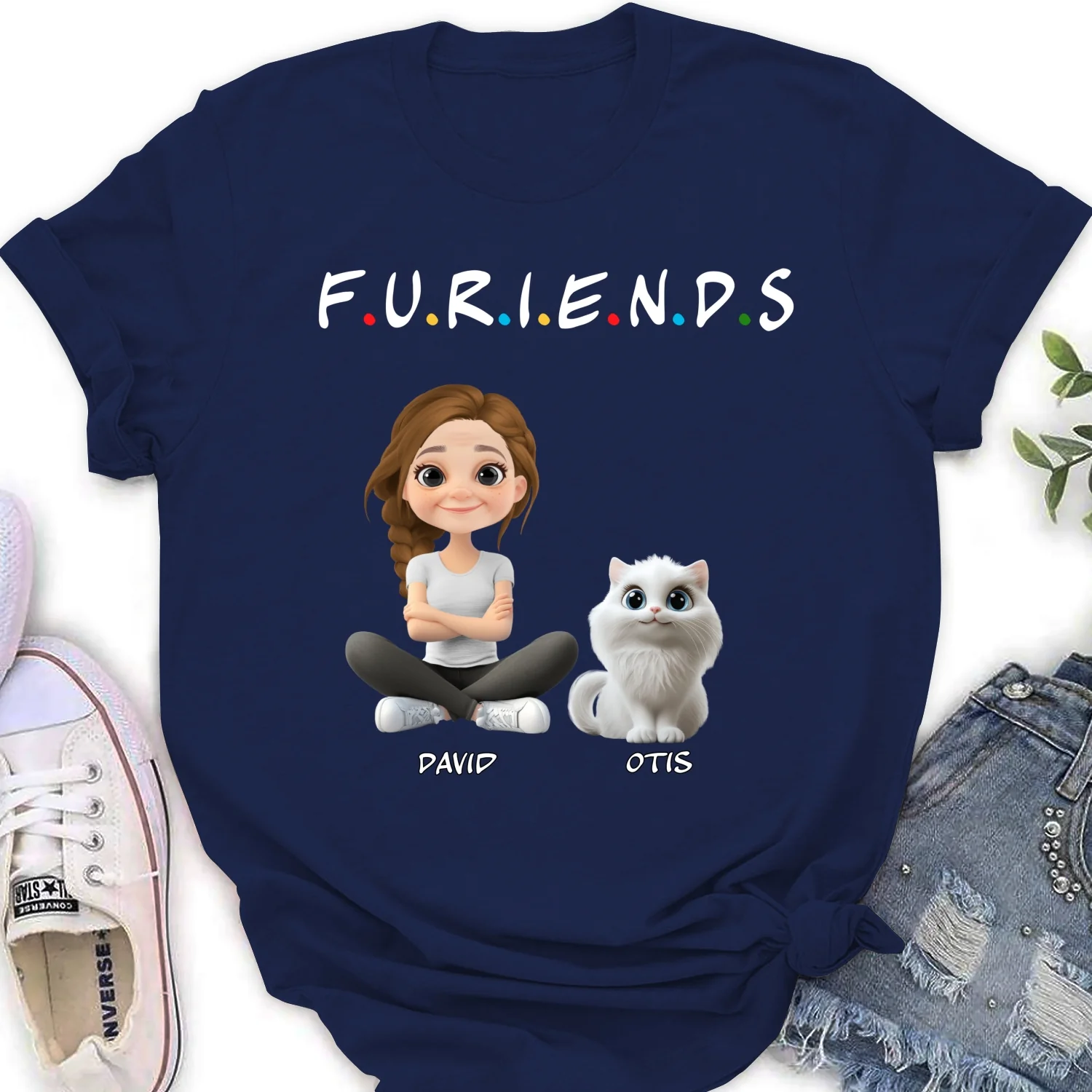 Your Cat Friend - Personalized Custom Women's T-Shirt - Image 6