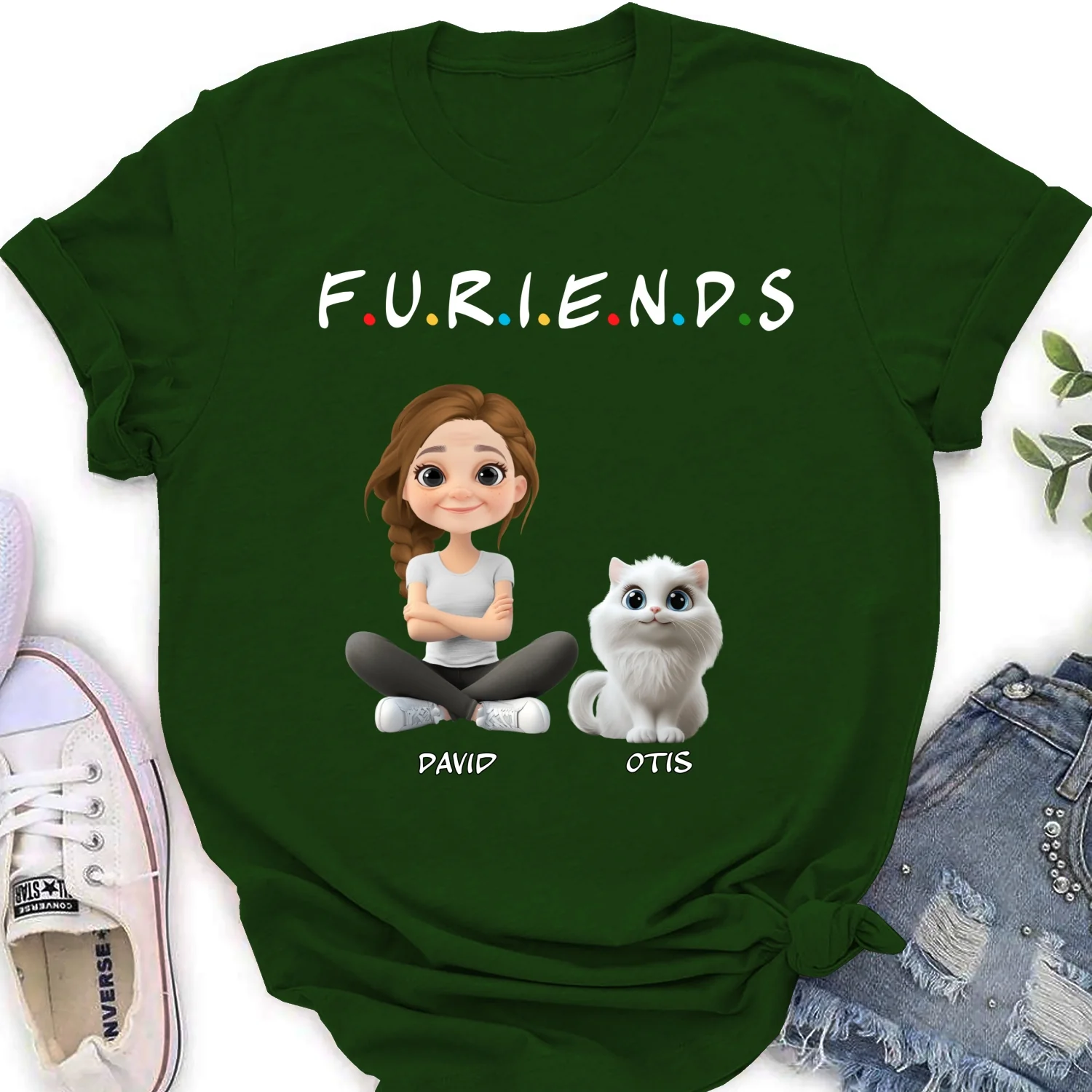 Your Cat Friend - Personalized Custom Women's T-Shirt - Image 7