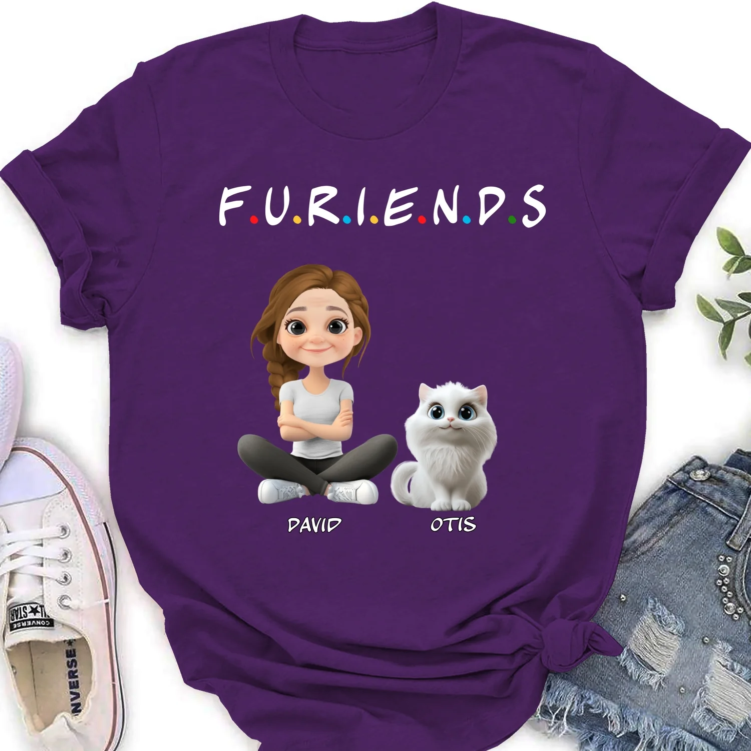 Your Cat Friend - Personalized Custom Women's T-Shirt - Image 9