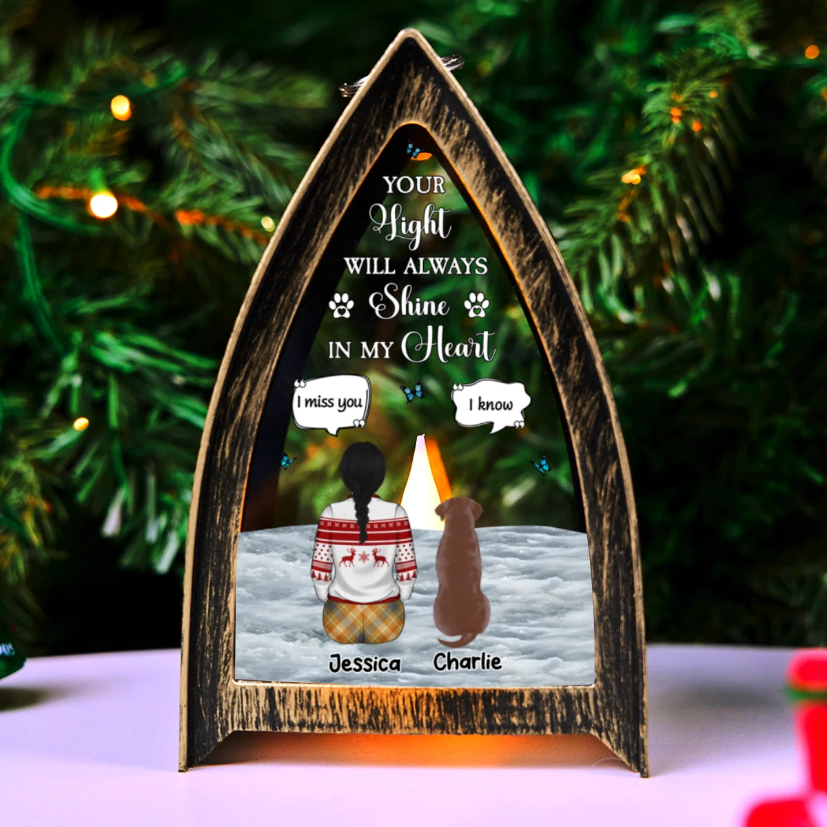 Your Light Will Always Shine In My Heart Pet - Personalized Custom Table Lantern - Image 6