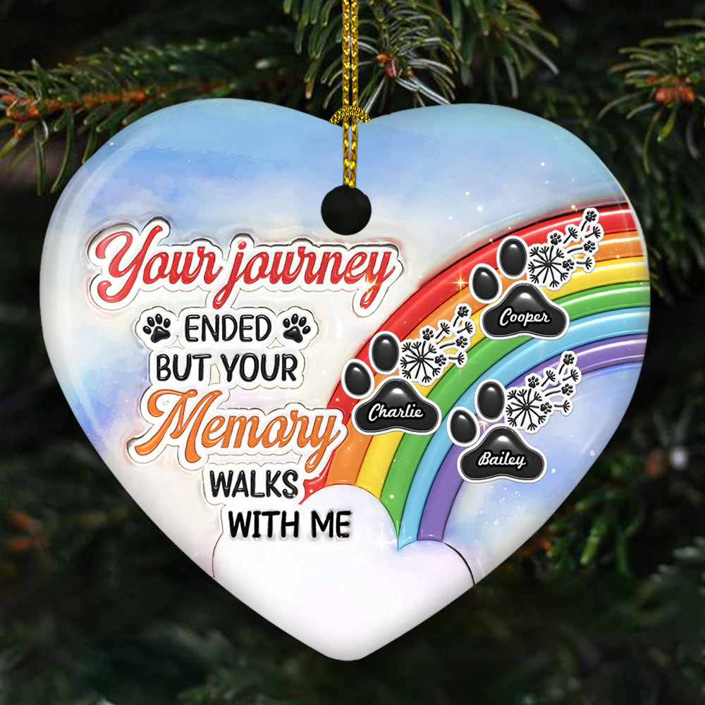 Your Memory Walks With Me - Personalized Custom 3D Inflated Effect Ceramic Ornament