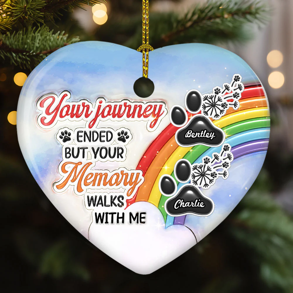Your Memory Walks With Me - Personalized Custom 3D Inflated Effect Ceramic Ornament - Image 3