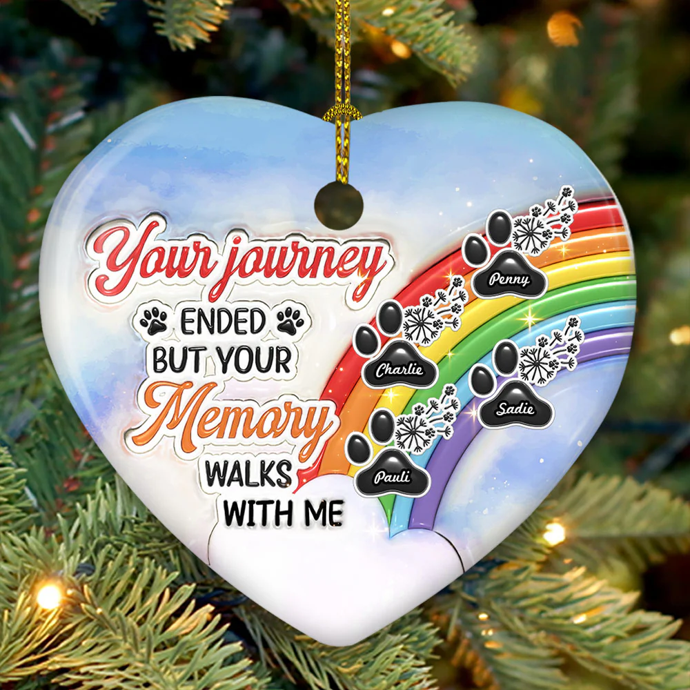 Your Memory Walks With Me - Personalized Custom 3D Inflated Effect Ceramic Ornament - Image 4